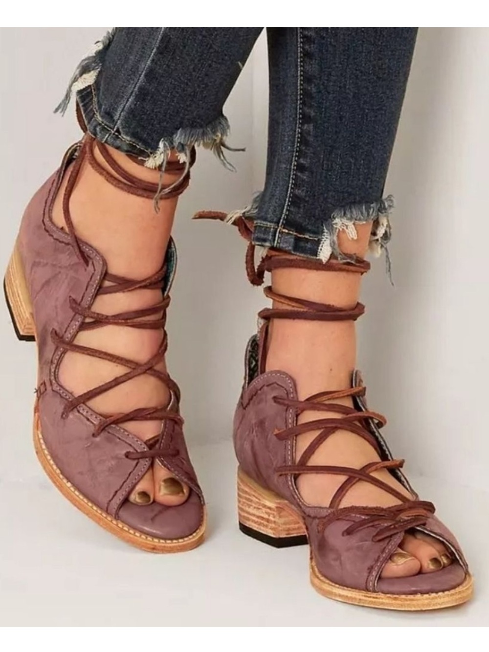Freebird by Steven Peace leather shoes  Lace Up Sandals | Maroon | Size 7?